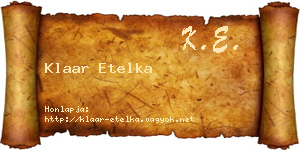 Klaar Etelka névjegykártya